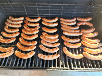 All natural recipe pork brats on the grill