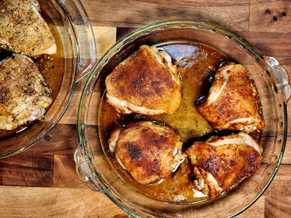 Pasture Raised, Free Range Chicken Thighs Baked
